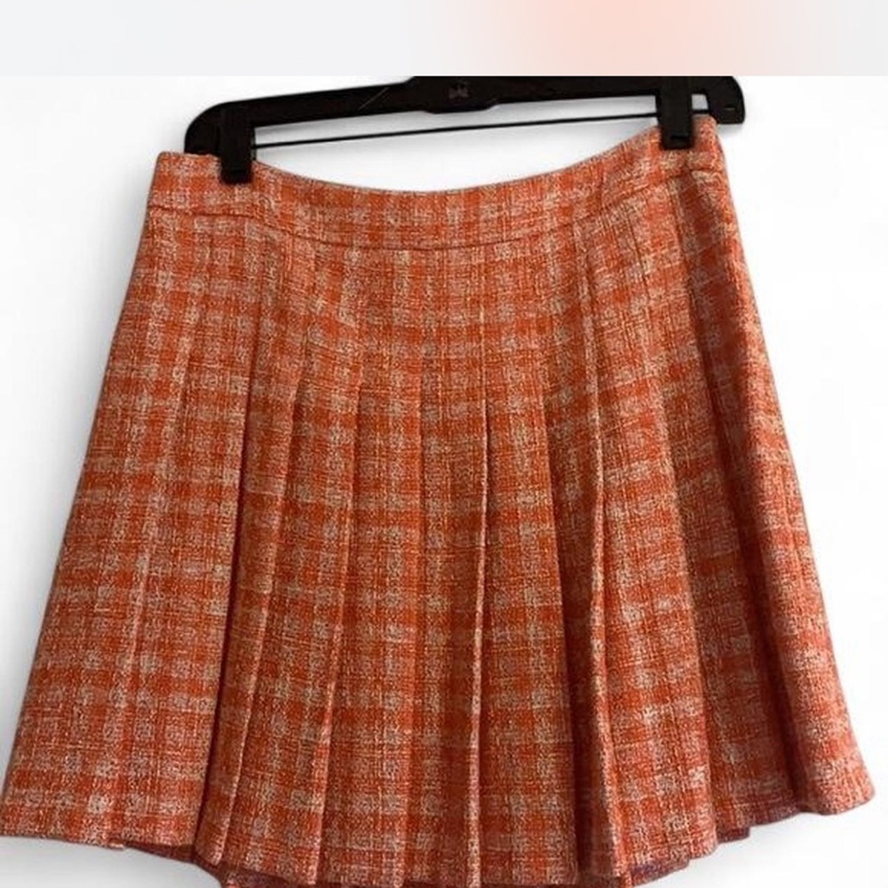 Zara Orange Checkered Mini Skirt